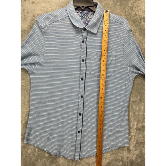 Robert Graham Men's Adler Knit Shirt XL Blue Striped Casual Button Up - Picture 3 of 8